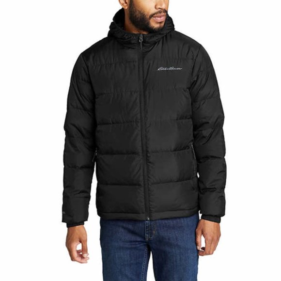 BLACK‎ NWT Eddie Bauer Men’s Hooded Down Jacket - Picture 2 of 8